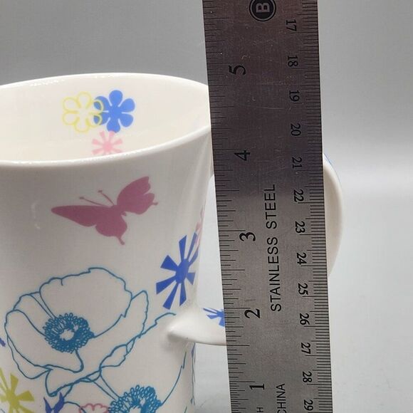 2006 Starbucks Floral Pastel Blue Pink Yellow Butterfly Coffee Cocoa Mug Cup - Picture 9 of 11